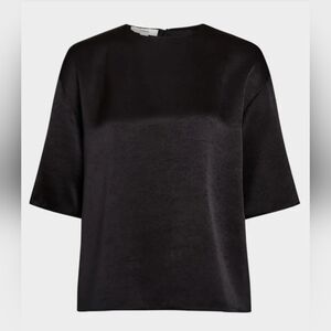 VINCE Satin Short-Sleeve Blouse XS $345 NWT